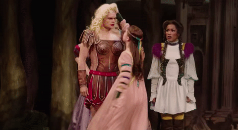 Andrew Durand Head Over Heels Broadway Musical GIF- Wig Snatch GIF