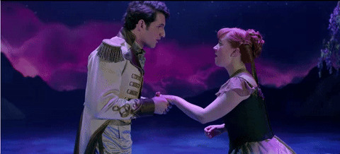 Frozen  GIF- Broadway Musical - Kiss GIF- Patti Murin GIF- John Riddle GIF- Hans Anna GIF