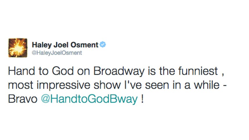 Haley Joel Osmet- Hand to God- Broadway