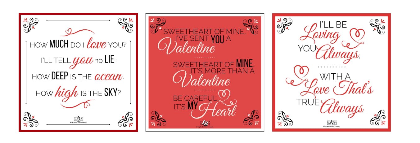 Irving Berlin Lyrics Valentines Day Card