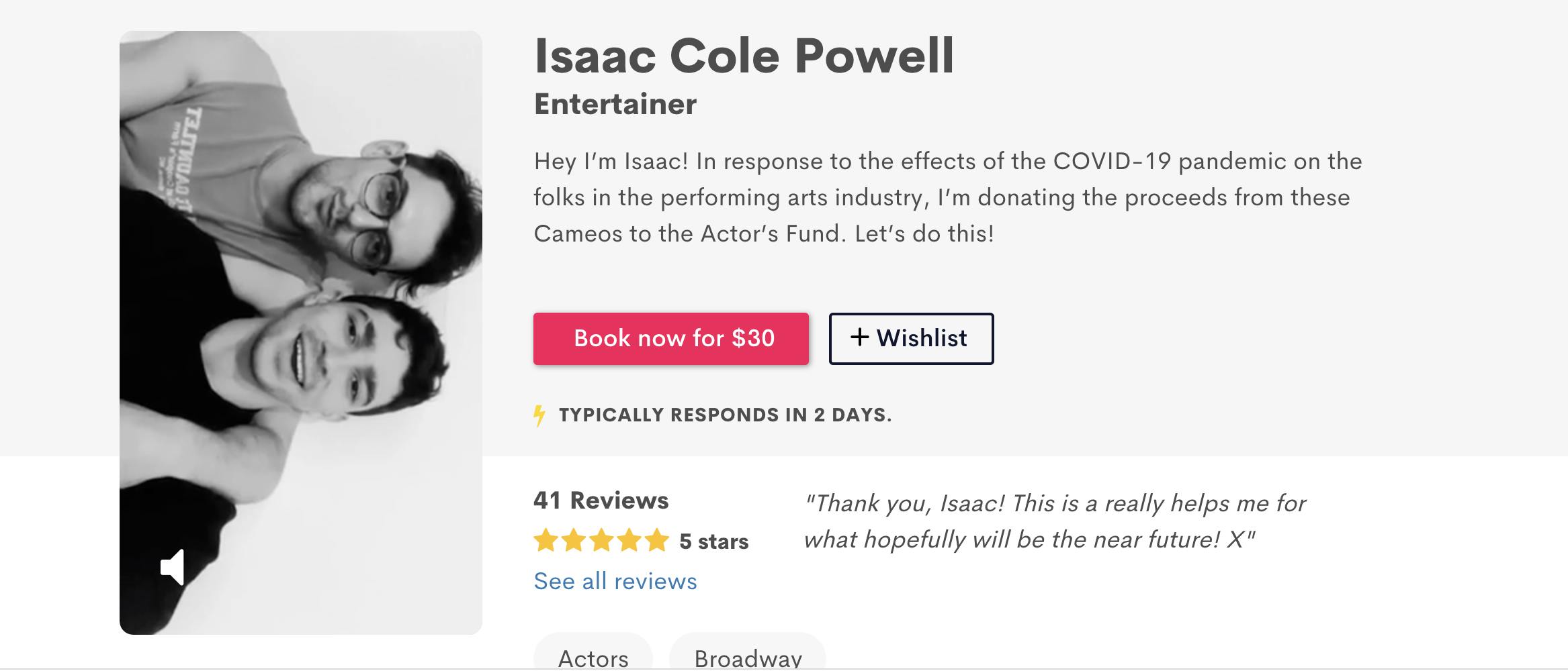 Isaac Cole Powell Broadway Cameo