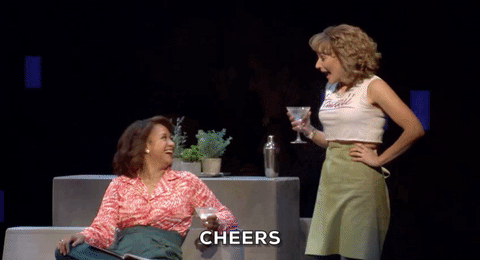 Falsettos GIF- Broadway- Betsy Wolfe GIF- Tracie Thoms GIF- Cheers GIF