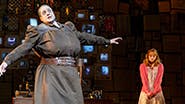 Christopher Sieber as Miss Trunchbull and Allison Case as Miss Honey in 'Matilda'