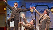 Peter Gallagher as Oscar Jaffe, Michael McGrath as Owen O'Malley and Mark Linn-Baker as Oliver Webb in 'On the 20th Century'