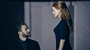 Arian Moayed as Torvald Helmer and Jessica Chastain and Nora Helmer in A Doll's House