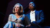 Allison Janney as Ouisa and Corey Hawkins as Paul in Six Degrees of Separation Broadway.