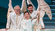 James Gleason as an Angel, Sean Hayes as God and David Josefsberg as an Angel in An Act of God