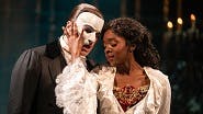 Ben Crawford as The Phantom and Emilie Kouatchou as Christine in The Phantom of the Opera