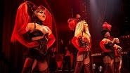 Jeigh Madjus as Babydoll, Holly James as Arabia, Jacqueline B. Arnold as La Chocolat and Robyn Hurder as Nini in Moulin Rouge! The Musical
