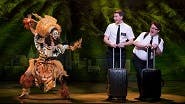 Destinee Rea as Mrs. Brown, Dave Thomas Brown as Elder Price and Cody Jamison Strand as Elder Cunningham in The Book of Mormon