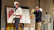 Paul Bettany as Andy Warhol and Erik Jensen as Bruno Bischofberger in The Collaboration