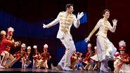 Hugh Jackman as Harold Hill, Sutton Foster as Marian Paroo and the cast of The Music Man