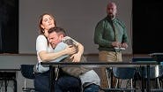 D'Arcy Carden as Alicia, Scott Foley as Jaxton and Chris Sullivan as Caden in The Thanksgiving Play