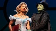Brittney Johnson as Glinda and Lindsay Pearce as Elphaba in Wicked